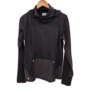 Athleta Womens Pullover Hoodie Sweatshirt Kangaroo Zip Pocket Medium 8 10 Black